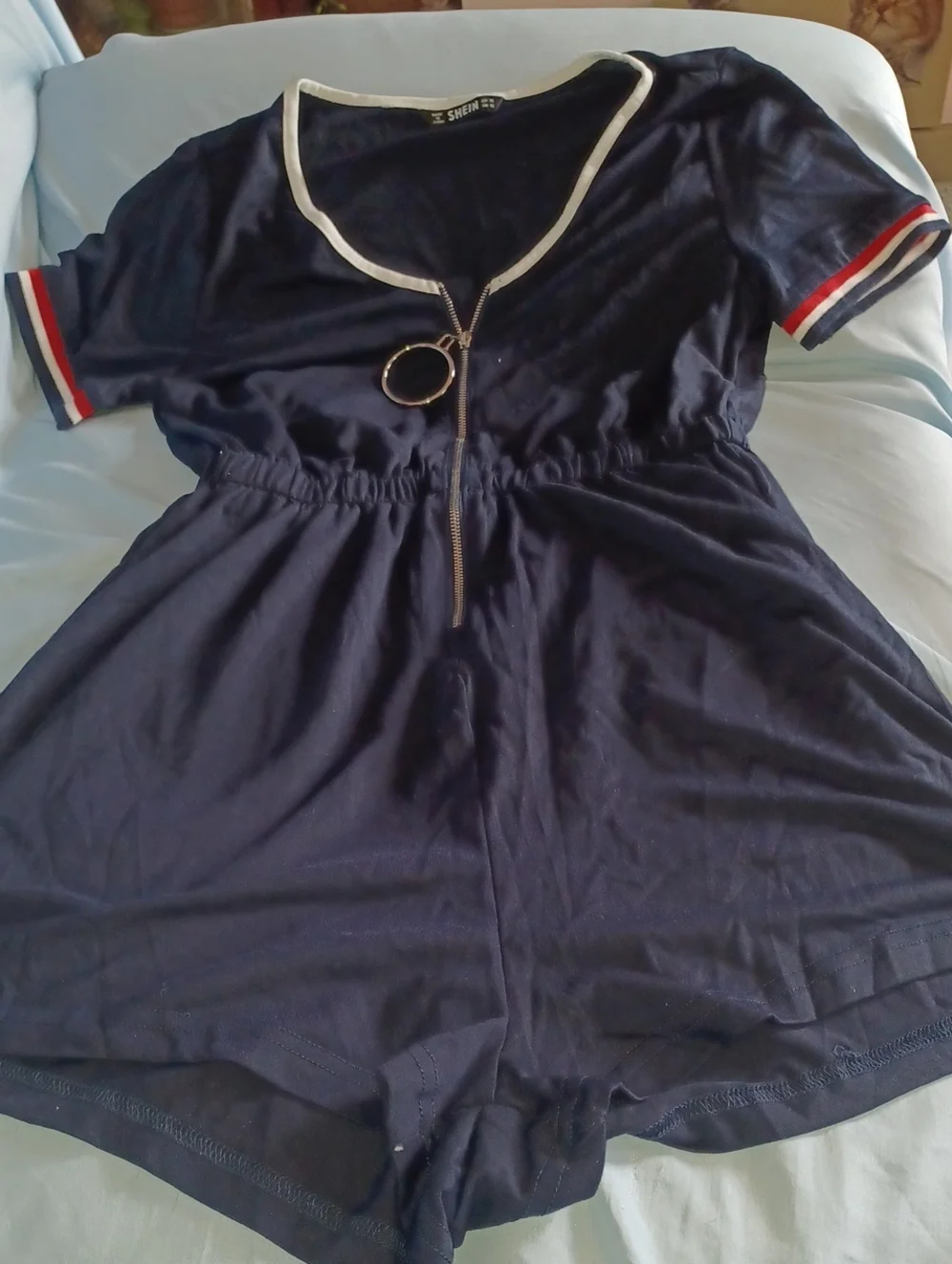 New Blue Zip Romper - Picture 1 of 3